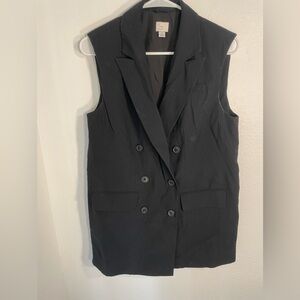 a new day Women's Black Double-Breasted Vest